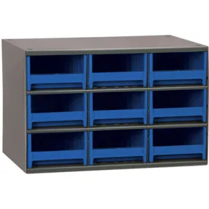 AKRO-MILS 19909BLU Drawer Bin Cabinet, 9 Drawers, 11 Inch Depth, 11 Inch Height, 17 Inch Width, Blue | AA8FPU 18D805