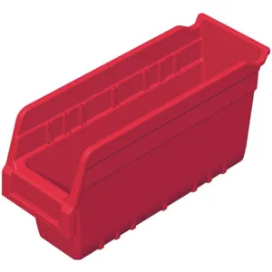 AKRO-MILS 30040RED Shelf Bin, 11-5/8 Inch Length, 4-1/8 Inch Width, 6 Inch Height, Red | AD8GTP 4KEX4