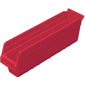 AKRO-MILS 30048RED Shelf Bin, 17-7/8 Inch Length, 4-1/8 Inch Width, 6 Inch Height, Red | AD8GTH 4KEW3