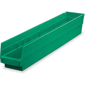 AKRO-MILS 30124GREEN Shelf Bin, 23-5/8 Inch Length, 4-1/8 Inch Width, 4 inch Height, Green | AB3PCF 1UMT7