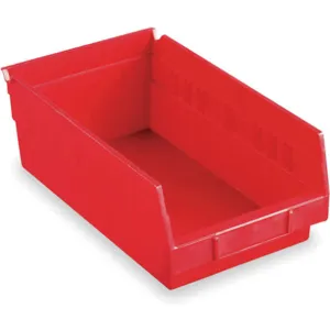 AKRO-MILS 30130RED Shelf Bin, 11-5/8 Inch Length, 6-5/8 Inch Width, 4 Inch Height, Red | AC3TNB 2W329