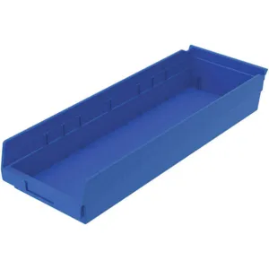 AKRO-MILS 30184BLUE Shelf Bin, 23-5/8 Inch Length, 8-3/8 Inch Width, 4 inch Height, Blue | AE6ZEF 5W850