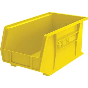 AKRO-MILS 30240YELLO Hang/Stack Bin, 7 Inch Height, 8-1/4 Inch Width, 14-3/4 Inch Length, Yellow | AE6ZFG 5W874