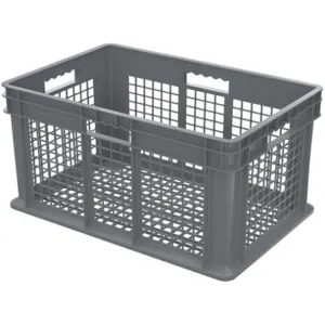 AKRO-MILS 37612GREY Container, 23-3/4 Inch Length, 15-3/4 Inch Width, 12-1/4 Inch Height, Gray | AE7JRD 5YN09