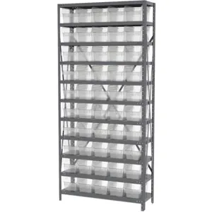 AKRO-MILS AS1279090SC Bin Shelving Steel, 36 Inch Width, 12 Inch Depth, 79 Inch Height, 50 Bins, Clear | AD3NVM 40K552