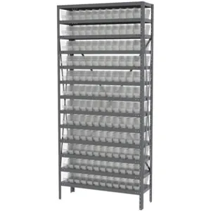 AKRO-MILS AS1279110SC Bin Shelving Steel, 36 Inch Width, 12 Inch Depth, 79 Inch Height, 144 Bins, Clear | AD3NVB 40K541