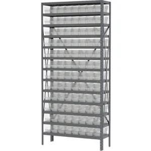 AKRO-MILS AS1279120SC Bin Shelving Steel, 36 Inch Width, 12 Inch Depth, 79 Inch Height, 96 Bins, Clear | AD3NVC 40K542