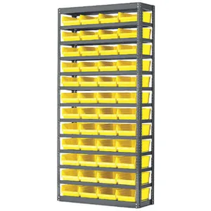 AKRO-MILS AS1279130Y Bin Shelving Solid, 36 Inch Width, 12 Inch Depth, 60 Bins, Yellow | AF4KFR 8ZA62