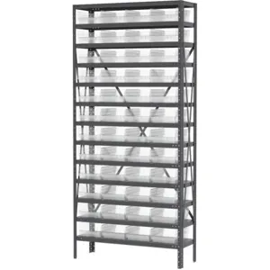 AKRO-MILS AS1279150SC Bin Shelving Steel, 36 Inch Width, 12 Inch Depth, 79 Inch Height, 48 Bins, Clear | AD3NVD 40K544