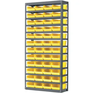 AKRO-MILS AS1279150Y Bin Shelving Solid, 36 Inch Width, 12 Inch Depth, 48 Bins, Yellow | AF4ZUM 9TD05