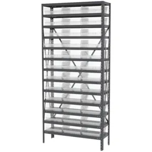 AKRO-MILS AS1279170SC Bin Shelving Steel, 36 Inch Width, 12 Inch Depth, 79 Inch Height, 36 Bins, Clear | AD3NVE 40K545