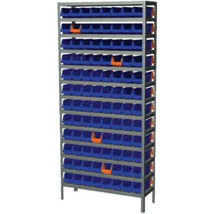 AKRO-MILS AS127936442B Bin Shelving Steel, 79 Inch Height, 12 Inch Depth, Gray/Blue/Orange | AE8XMP 6GDL1