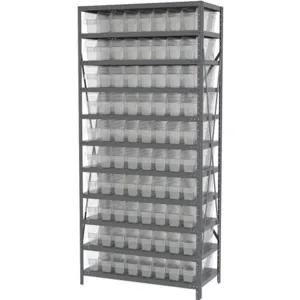 AKRO-MILS AS1879048SC Bin Shelving Steel, 36 Inch Width, 18 Inch Depth, 79 Inch Height, 80 Bins, Clear | AD3NVN 40K553