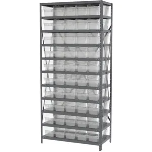 AKRO-MILS AS1879098SC Bin Shelving Steel, 36 Inch Width, 18 Inch Depth, 79 Inch Height, 50 Bins, Clear | AD3NVP 40K555