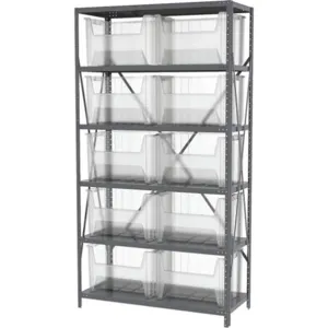 AKRO-MILS AS187913017SC Bin Shelving Steel, 36 Inch Width, 18 Inch Depth, 79 Inch Height, 12 Bins, Clear | AD3NVT 40K558