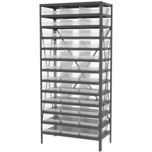 AKRO-MILS AS1879178SC Bin Shelving Steel, 36 Inch Width, 18 Inch Depth, 79 Inch Height, 36 Bins, Clear | AD3NVJ 40K549