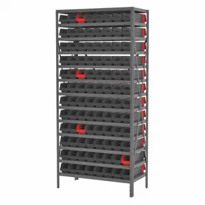 AKRO-MILS AS187936448BK Bin Shelving, 36 x 18 x 79 Inch Size, 96 Bins, Open, Indicator Bin, Black/Red | CH9RGJ 45MV90