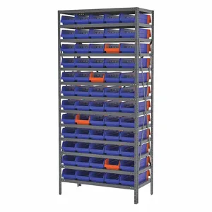 AKRO-MILS AS187936468B Bin Shelving, 36 x 18 x 79 Inch Size, 60 Bins, Open, Indicator Bin, Blue/Orange | CH9RGH 45MV91