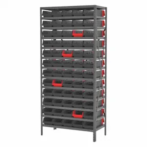 AKRO-MILS AS187936468BK Bin Shelving, 36 x 18 x 79 Inch Size, 60 Bins, Open, Indicator Bin, Black/Red | CH9RGL 45MV92