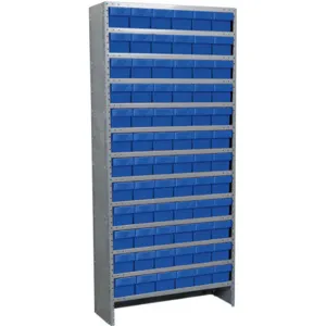 AKRO-MILS ASC1279162BLU Enclosed Shelving Unit, With Bins, 72 Drawers, Blue | AE8XKA 6GDD8