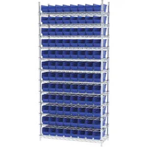 AKRO-MILS AWS143630120B Bin Shelving Wire, 36 Inch Width, 14 Inch Depth, 96 Bins, Blue | AC9EHU 3FYW9