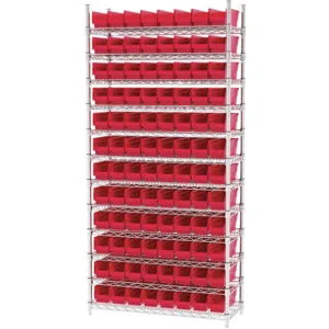 AKRO-MILS AWS143630120R Bin Shelving Wire, 36 Inch Width, 14 Inch Depth, 96 Bins, Red | AC9EHR 3FYW7