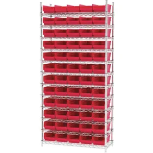 AKRO-MILS AWS183630138R Bin Shelving Wire, 36 Inch Width, 18 Inch Depth, 60 Bins, Red | AC9EJF 3FYY4