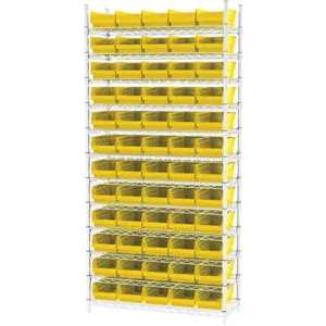 AKRO-MILS AWS143630130Y Bin Shelving Wire, 36 Inch Width, 14 Inch Depth, 60 Bins, Yellow | AC9EHX 3FYX4