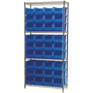 AKRO-MILS AWS143630240B Bin Shelving Wire, 36 Inch Width, 14 Inch Depth, 36 Bins, Blue | AD8GRP 4KET9