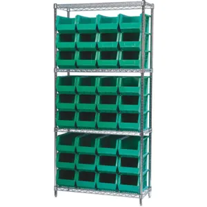 AKRO-MILS AWS143630240G Bin Shelving Wire, 36 Inch Width, 14 Inch Depth, 36 Bins, Green | AD8GRQ 4KEU1