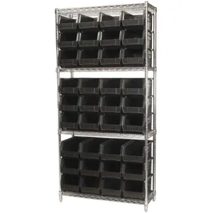 AKRO-MILS AWS143630240K Bin Shelving Wire, 36 Inch Width, 14 Inch Depth, 36 Bins, Black | AD8GRT 4KEU3