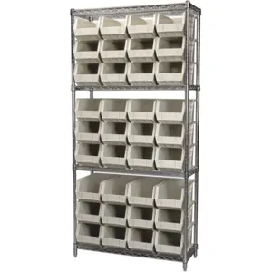 AKRO-MILS AWS143630240S Bin Shelving Wire, 36 Inch Width, 14 Inch Depth, 36 Bins, Stone | AD8GRU 4KEU4