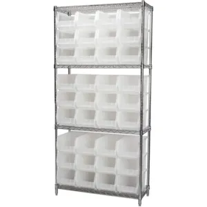 AKRO-MILS AWS143630240SC Bin Shelving Wire, 36 Inch Width, 14 Inch Depth, 36 Bins, Clear | AD8GRR 4KEU2