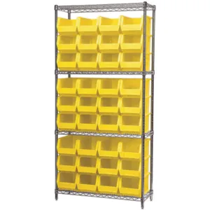 AKRO-MILS AWS143630240Y Bin Shelving Wire, 36 Inch Width, 14 Inch Depth, 36 Bins, Yellow | AD8GRN 4KET8