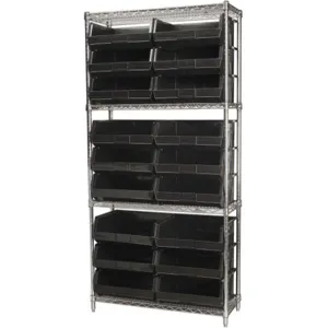 AKRO-MILS AWS143630250K Bin Shelving Wire, 36 Inch Width, 14 Inch Depth, 18 Bins, Black | AD8GTA 4KEV1