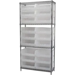 AKRO-MILS AWS143630250SC Bin Shelving Wire, 36 Inch Width, 14 Inch Depth, 18 Bins, Clear | AD8GRZ 4KEU9