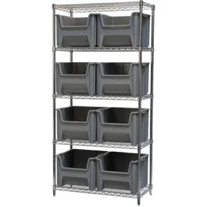 AKRO-MILS AWS183613018G Bin Shelving Wire, 36 Inch Width, 18 Inch Depth, 8 Bins, Gray | AA8FTV 18D903