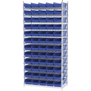 AKRO-MILS AWS183630138B Bin Shelving Wire, 36 Inch Width, 18 Inch Depth, 60 Bins, Blue | AC9EJH 3FYY6