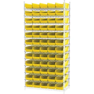 AKRO-MILS AWS183630138Y Bin Shelving Wire, 36 Inch Width, 18 Inch Depth, 60 Bins, Yellow | AC9EJG 3FYY5