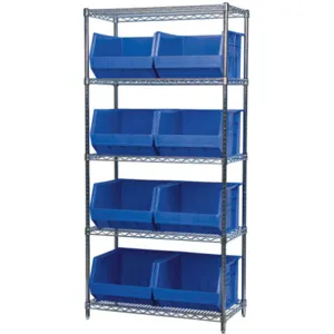 AKRO-MILS AWS183630270B Bin Shelving Wire, 36 Inch Width, 18 Inch Depth, 9 Bins, Blue | AA2AEG 10A133