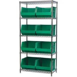 AKRO-MILS AWS183630270G Bin Shelving Wire, 36 Inch Width, 18 Inch Depth, 9 Bins, Green | AA2AEL 10A137