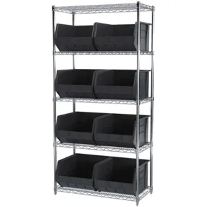 AKRO-MILS AWS183630270K Bin Shelving Wire, 36 Inch Width, 18 Inch Depth, 9 Bins, Black | AA2AEJ 10A135