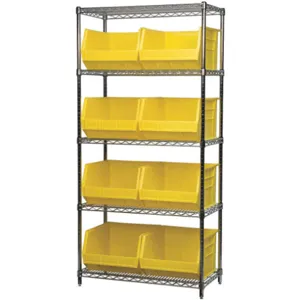 AKRO-MILS AWS183630270Y Bin Shelving Wire, 36 Inch Width, 18 Inch Depth, 9 Bins, Yellow | AA2AEF 10A132