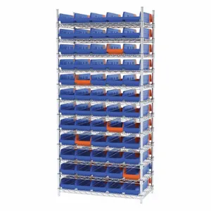 AKRO-MILS AWS183636468B Bin Shelving, 36 x 18 x 74 Inch Size, 60 Bins, Open, Indicator Bin, Blue/Orange | CH9RGP 45MV97