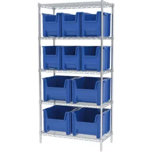 AKRO-MILS AWS1836SNSB Bin Shelving Wire, 36 Inch Width, 18 Inch Depth, 12 Bins, Blue | AA8FUA 18D909