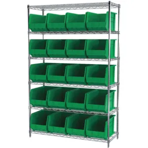 AKRO-MILS AWS184830260G Bin Shelving Wire, 48 Inch Width, 18 Inch Depth, 24 Bins, Green | AA2AED 10A130