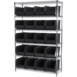 AKRO-MILS AWS184830260K Bin Shelving Wire, 48 Inch Width, 18 Inch Depth, 24 Bins, Black | AA2AEB 10A128