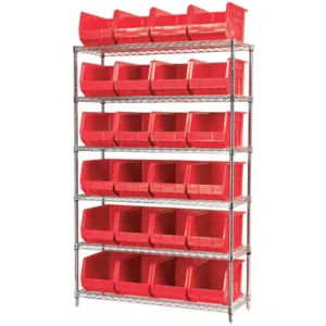 AKRO-MILS AWS184830260R Bin Shelving Wire, 48 Inch Width, 18 Inch Depth, 24 Bins, Red | AA2ADX 10A124