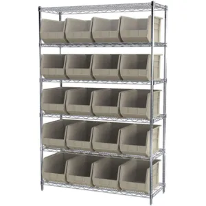 AKRO-MILS AWS184830260S Bin Shelving Wire, 48 Inch Width, 18 Inch Depth, 24 Bins, Stone | AA2AEA 10A127