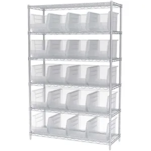 AKRO-MILS AWS184830260SC Bin Shelving Wire, 48 Inch Width, 18 Inch Depth, 24 Bins, Clear | AA2AEC 10A129